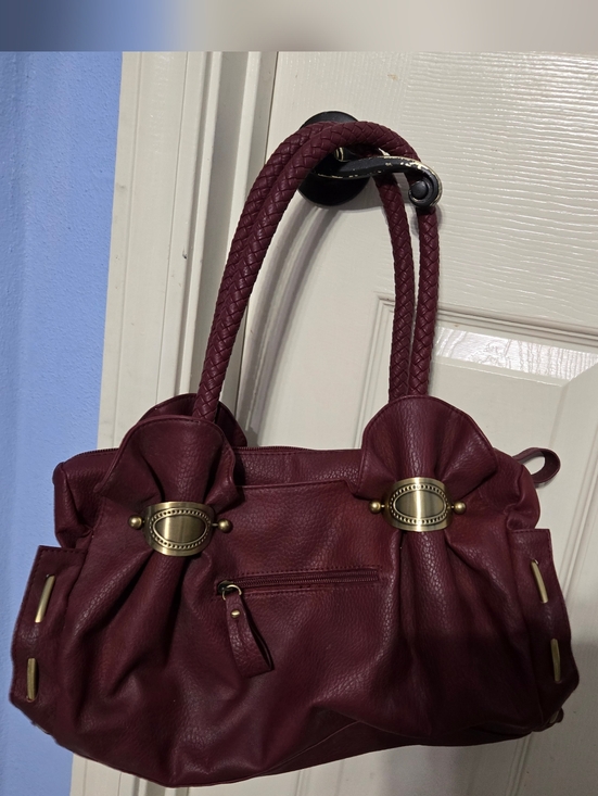 Versona Handbags - Versona Burgundy Faux Leather Satchel Bag